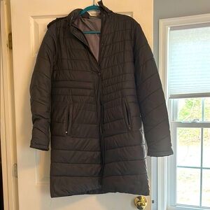 Gray Quilted Long Coat
